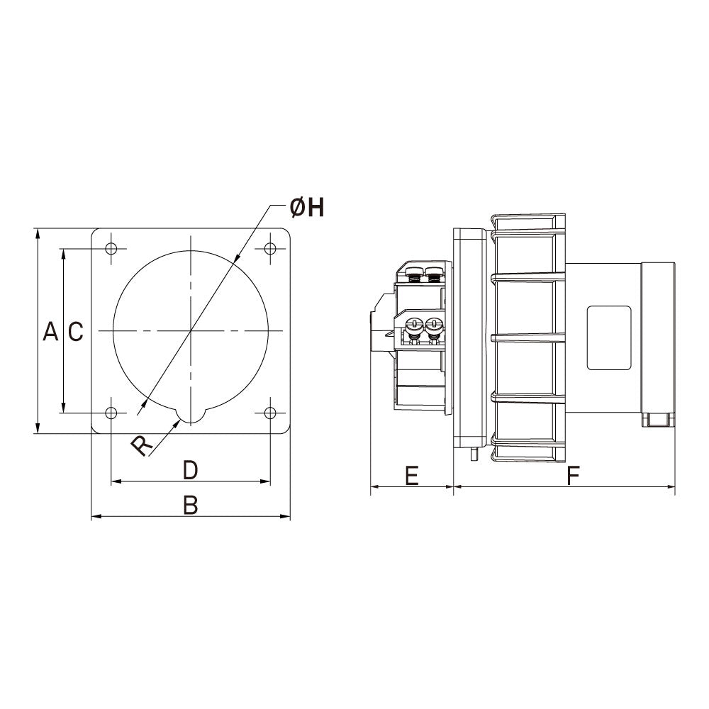 KHTN6331 - CEE Inlet dimension diagram
