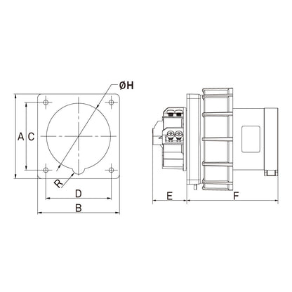 KHTN6331 - CEE Inlet dimension diagram