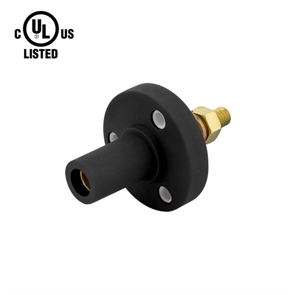KL-150SFBK - K-LOK 150 A Single-Pole Panel Mount Receptacle Female (Thread-Stud Type) Black