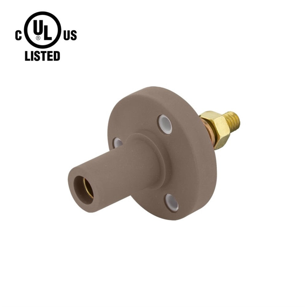 KL-150SFBN - K-LOK 150 A Single-Pole Panel Mount Receptacle Female (Thread-Stud Type) Brown