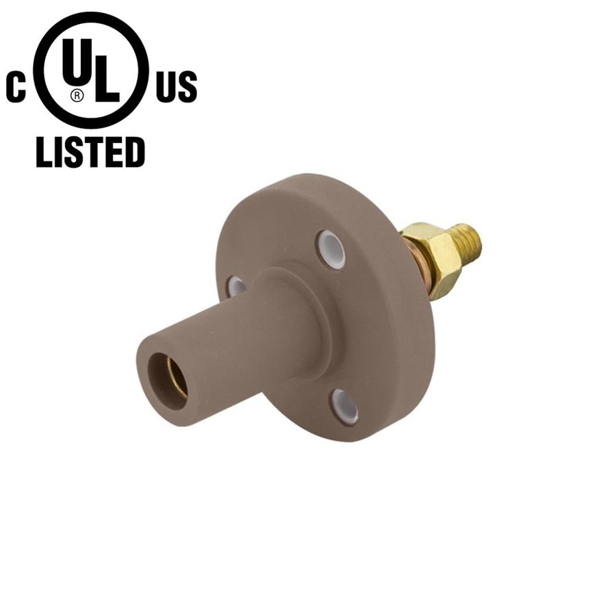 KL-150SFBN - K-LOK 150 A Single-Pole Panel Mount Receptacle, Female (Thread-Stud Type), Brown, 600 V Maximum
