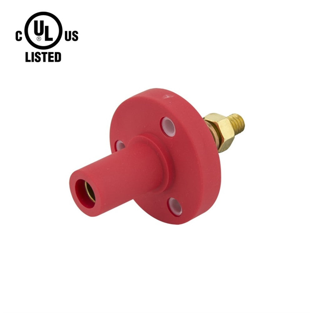 KL-150SFR - K-LOK 150 A Single-Pole Panel Mount Receptacle Female (Thread-Stud Type) Red