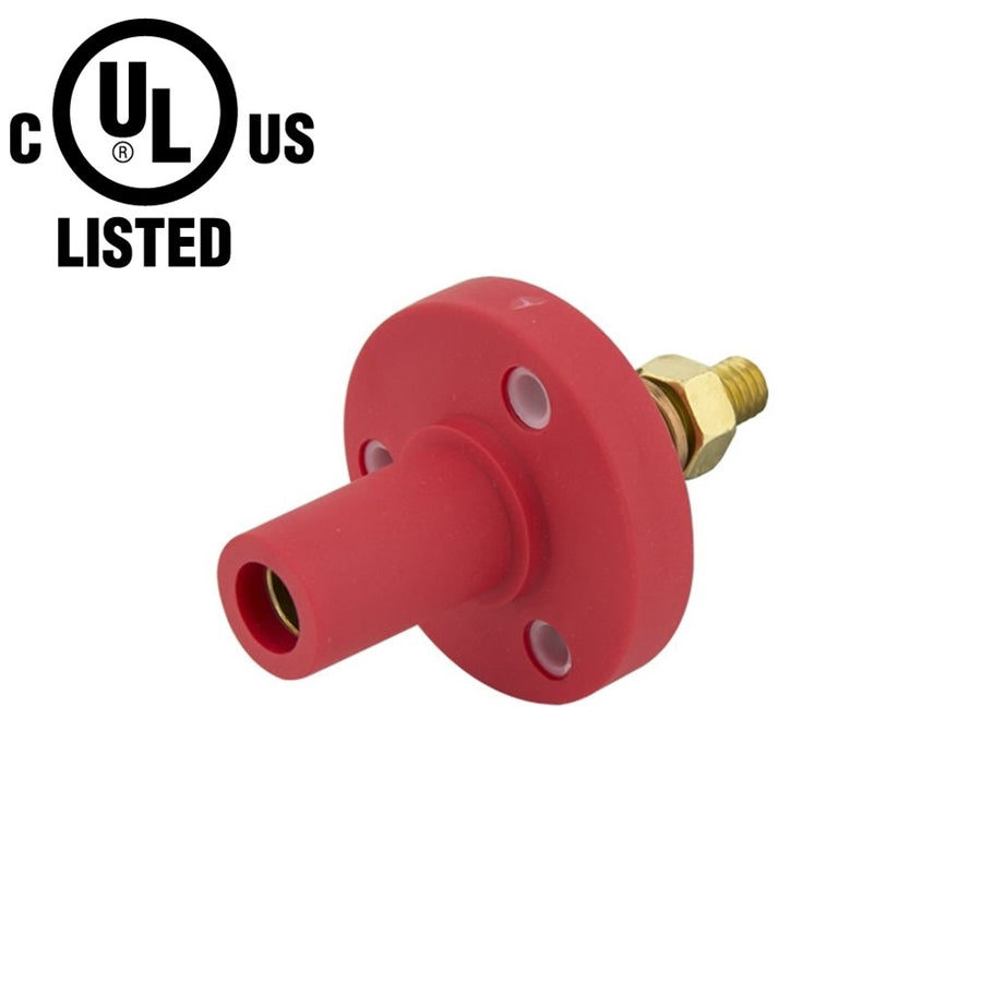 KL-150SFR - K-LOK 150 A Single-Pole Panel Mount Receptacle, Female (Thread-Stud Type), Red, 600 V Maximum