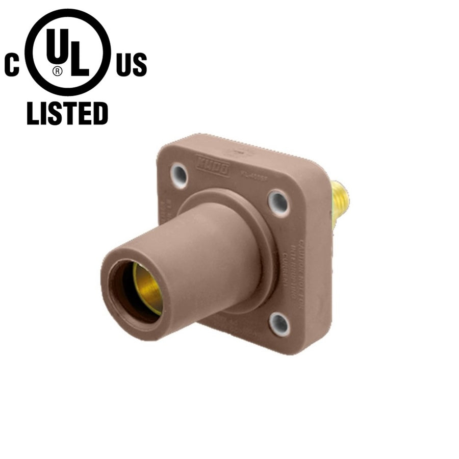 KL-400SFBN - K-LOK 400 A Single-Pole Panel Mount Receptacle, Female (Thread-Stud Type), Brown, 600 V Maximum