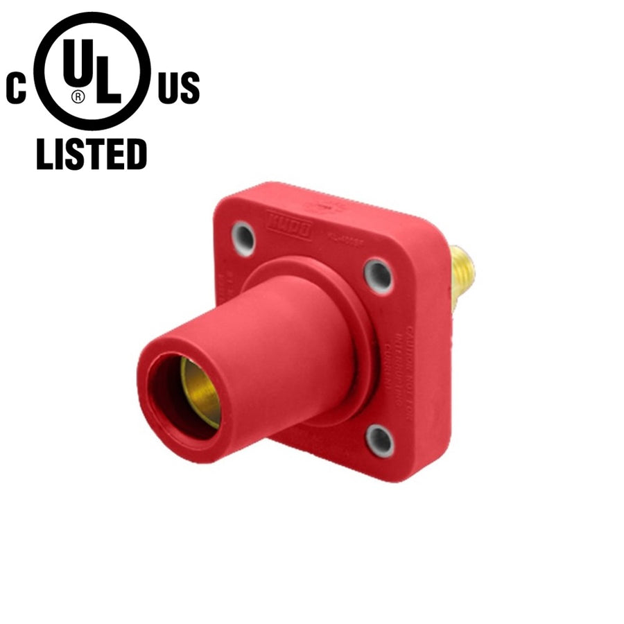 KL-400SFR - K-LOK 400 A Single-Pole Panel Mount Receptacle, Female (Thread-Stud Type), Red, 600 V Maximum