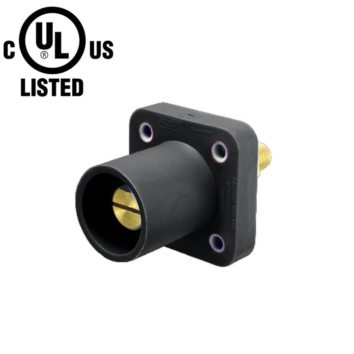 KL-400SMBK - K-LOK 400 A Single-Pole Panel Mount Receptacle Male (Thread-Stud Type) Black