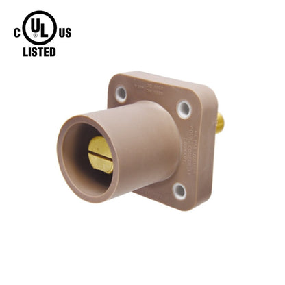 KL-400SMBN - K-LOK 400 A Single-Pole Panel Mount Receptacle Male (Thread-Stud Type) Brown