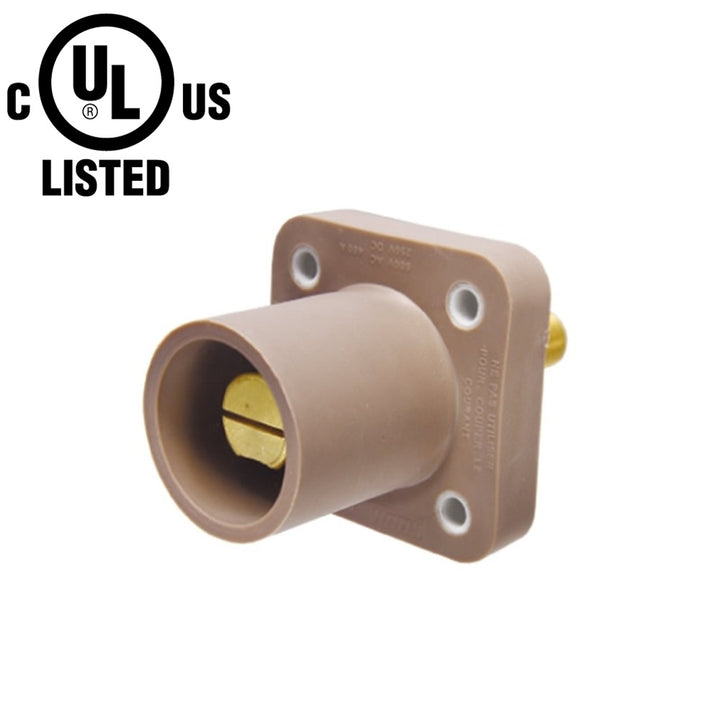 KL-400SMBN - K-LOK 400 A Single-Pole Panel Mount Receptacle Male (Thread-Stud Type) Brown