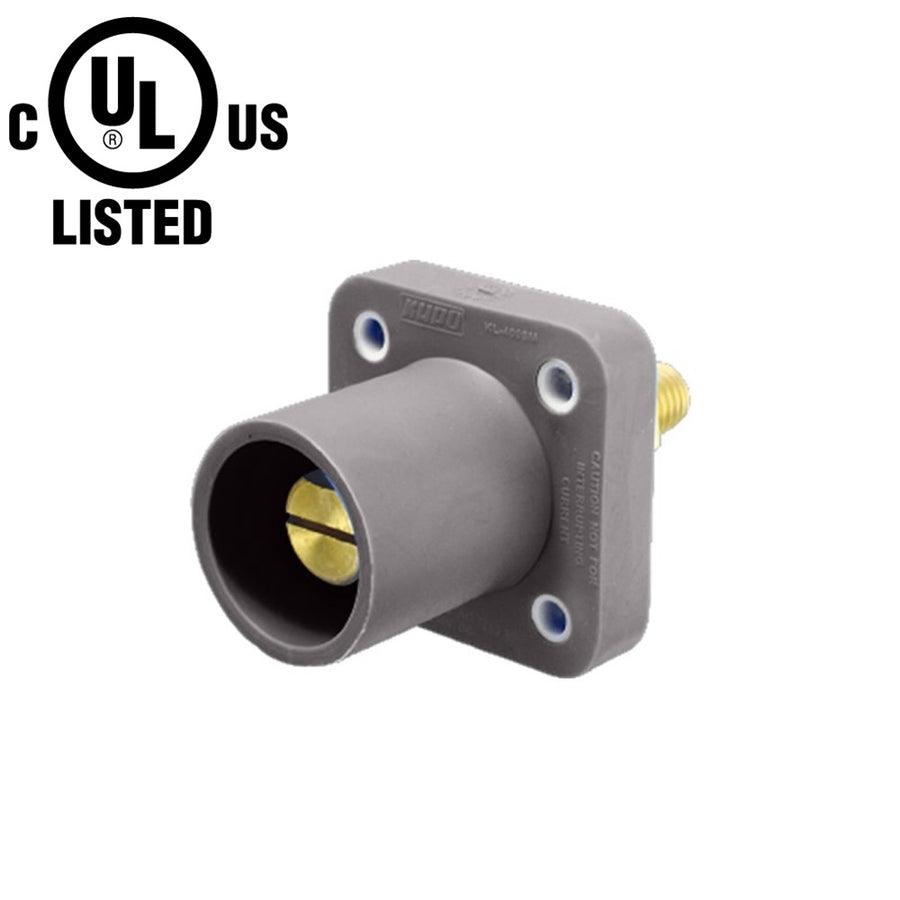 KL-400SMGY - K-LOK 400 A Single-Pole Panel Mount Receptacle, Male (Thread-Stud Type), Grey, 600 V Maximum