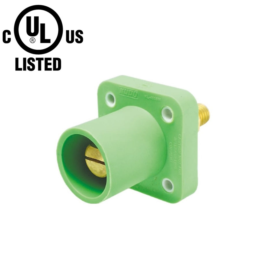 KL-400SMG - K-LOK 400 A Single-Pole Panel Mount Receptacle, Male (Thread-Stud Type), Green, 600 V Maximum
