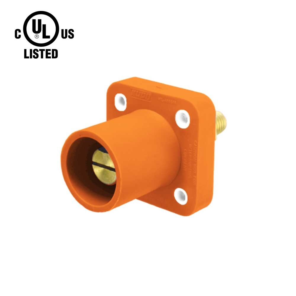 KL-400SMO - K-LOK 400 A Single-Pole Panel Mount Receptacle Male (Thread-Stud Type) Orange