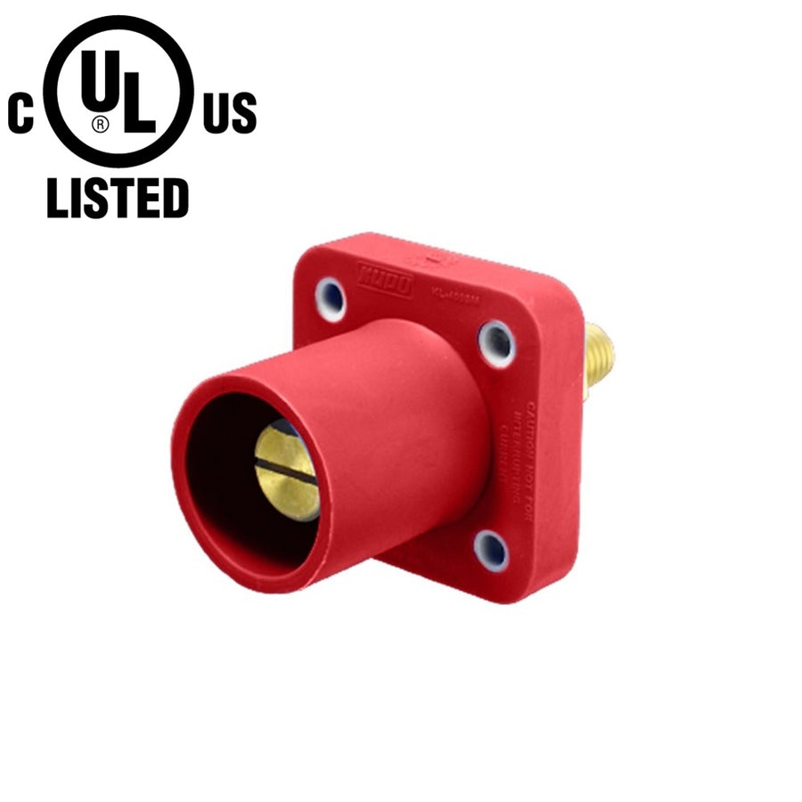 KL-400SMR - K-LOK 400 A Single-Pole Panel Mount Receptacle, Male (Thread-Stud Type), Red, 600 V Maximum
