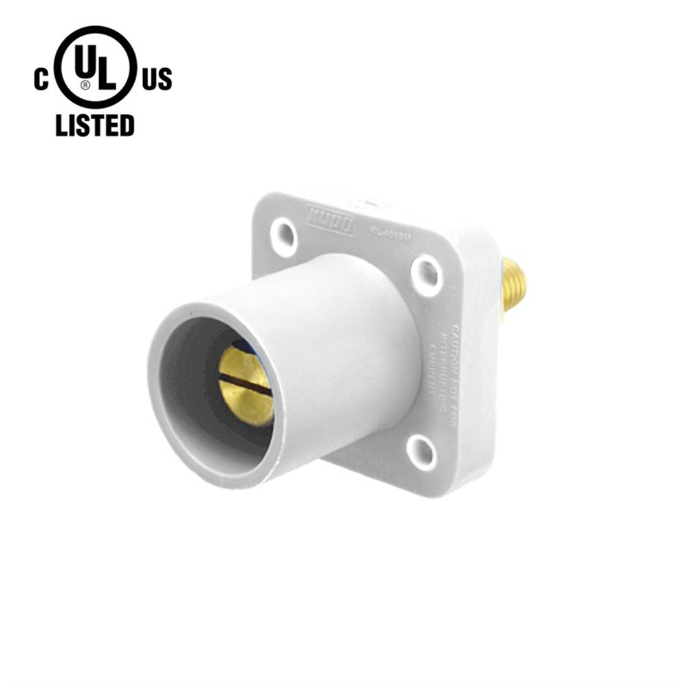 KL-400SMW - K-LOK 400 A Single-Pole Panel Mount Receptacle Male (Thread-Stud Type) White