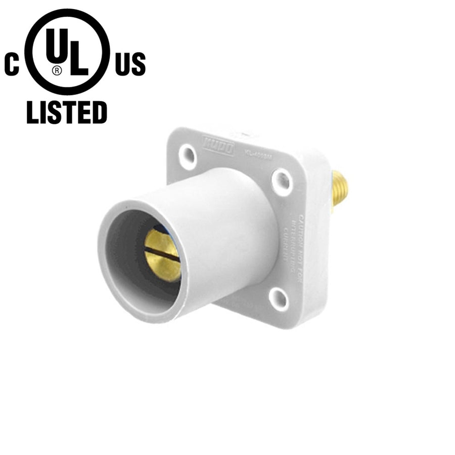 KL-400SMW - K-LOK 400 A Single-Pole Panel Mount Receptacle, Male (Thread-Stud Type), White, 600 V Maximum
