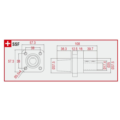 KL-400SSFB - K-LOK 400 A Single-Pole Panel Mount Receptacle Female (Double Set Screw Type) Blue panel mount dimension diagram