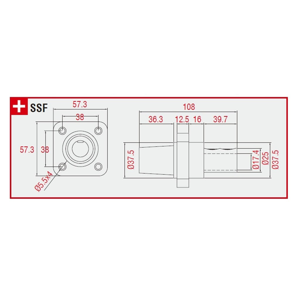 KL-400SSFGY - K-LOK 400 A Single-Pole Panel Mount Receptacle Female (Double Set Screw Type) Grey panel mount dimension diagram