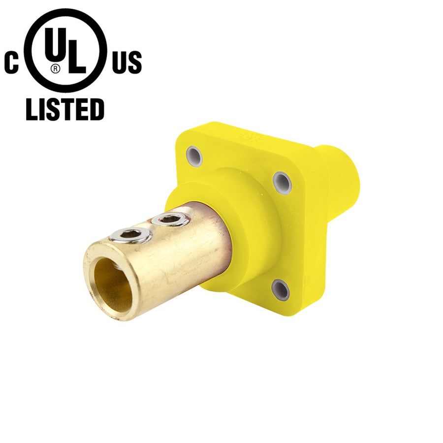 KL-400SSFY - K-LOK 400 A Single-Pole Panel Mount Receptacle, Female (Double Set Screw Type), Yellow, 600 V Maximum