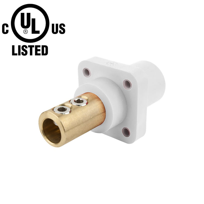 KL-400SSMW - K-LOK 400 A Single-Pole Panel Mount Receptacle, Male (Double Set Screw Type), White, 600 V Maximum