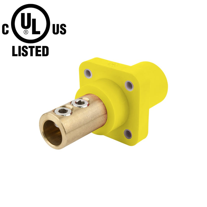 KL-400SSMY - K-LOK 400 A Single-Pole Panel Mount Receptacle, Male (Double Set Screw Type), Yellow, 600 V Maximum