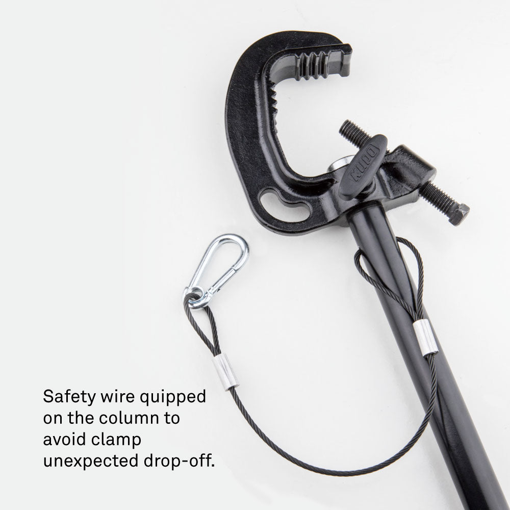 KLHS-0103 - Short Lightweight Telescopic Hanger with Stirrup head safety wire and clamp detail