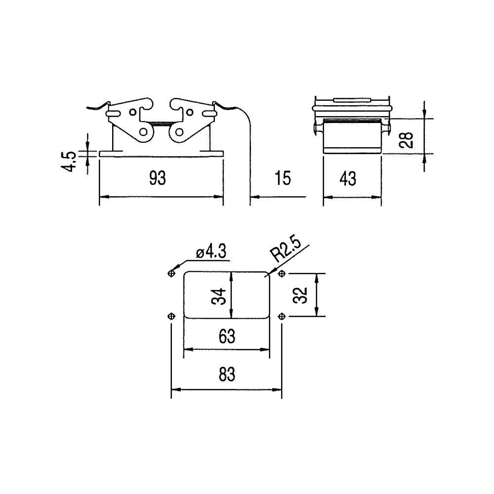 KM10B1 - KUPO Multi-Pin 10-Pin Housing dimension diagram