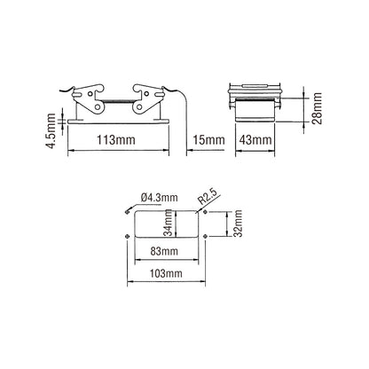 KM16B1 - KUPO Multi-Pin 16-Pin Housing dimension diagram
