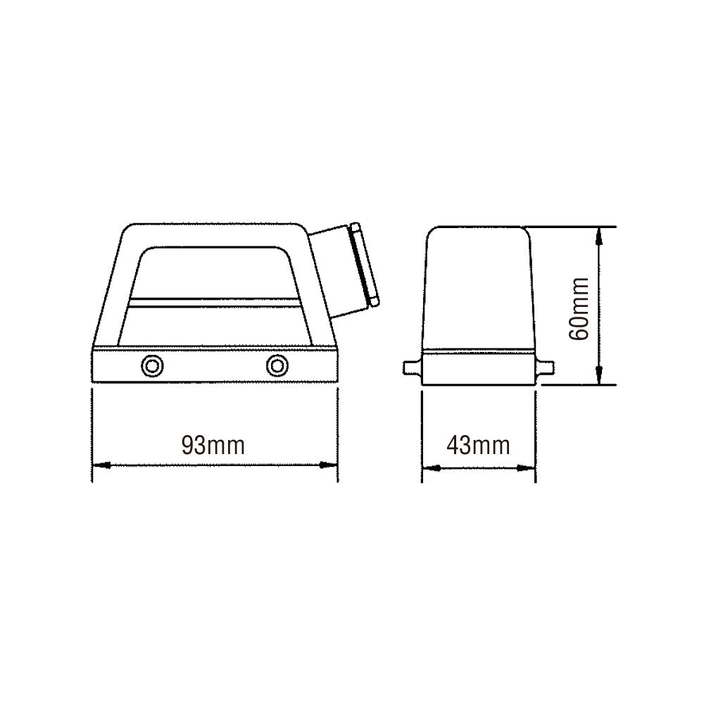 KM16H1 - KUPO Multi-Pin 16-Pin Side Outlet Hood dimension diagram