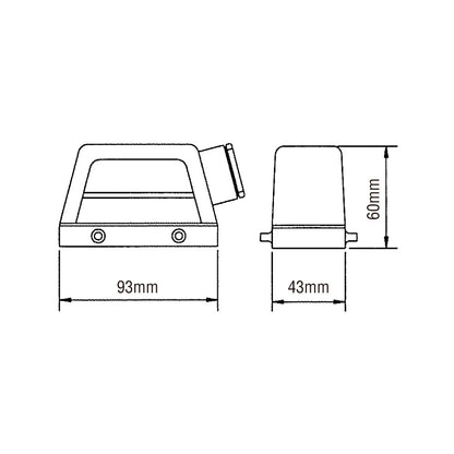 KM16H1 - KUPO Multi-Pin 16-Pin Side Outlet Hood dimension diagram