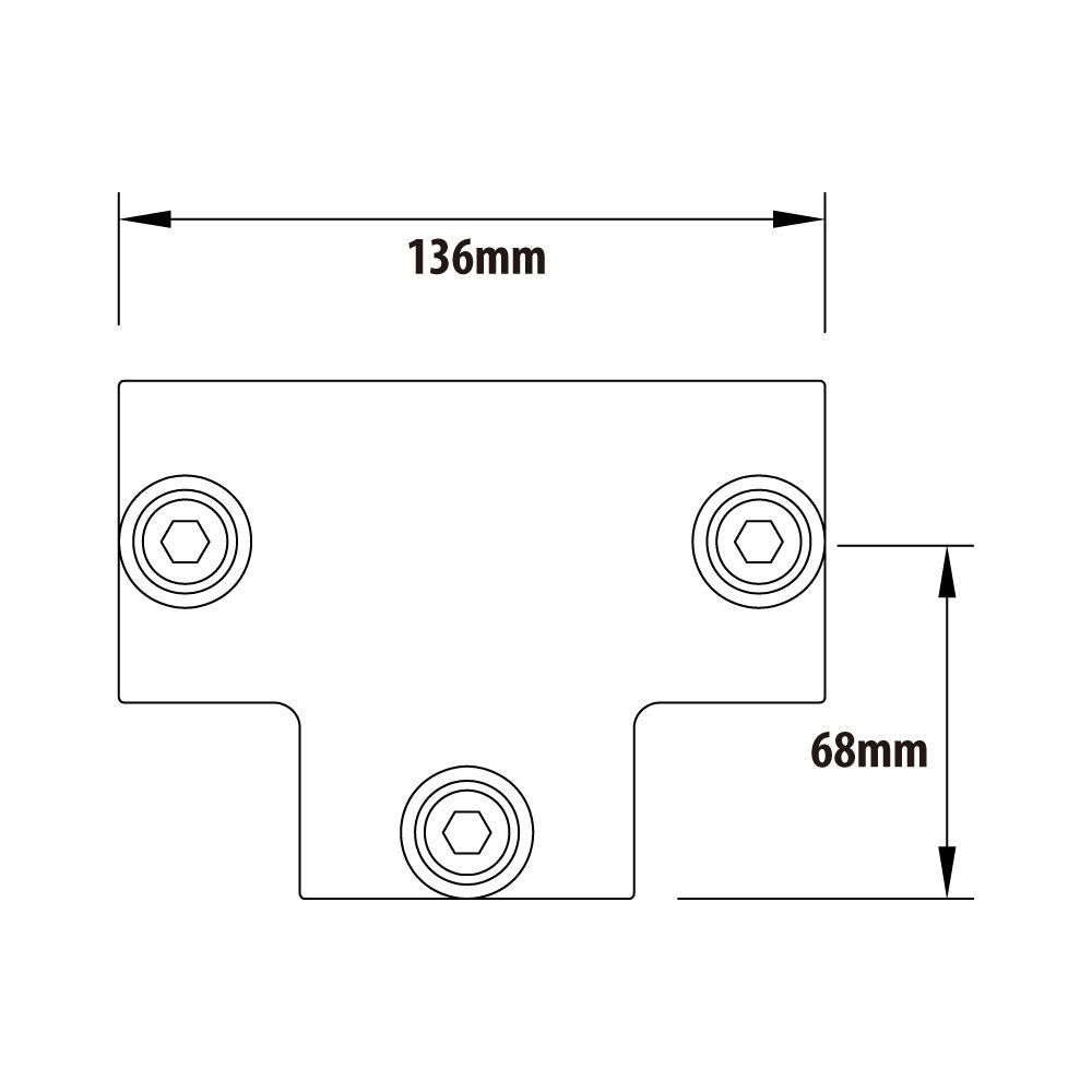 KPC-004 - Pipe Clamp Long Tee (Silver) dimension diagram