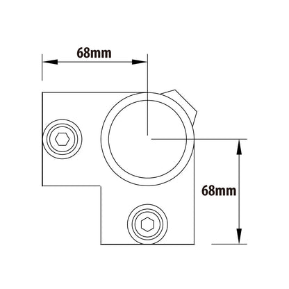 KPC-016 - Pipe Clamp Corner (Silver) dimension diagram