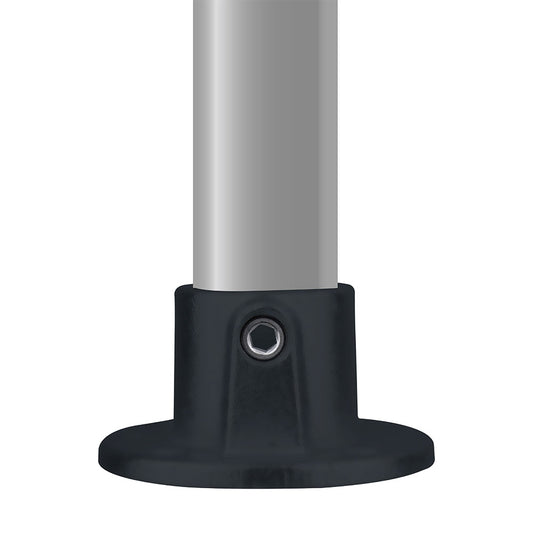 KPC-031B - Pipe Clamp Base Flange (Black) installed pipe clamp view