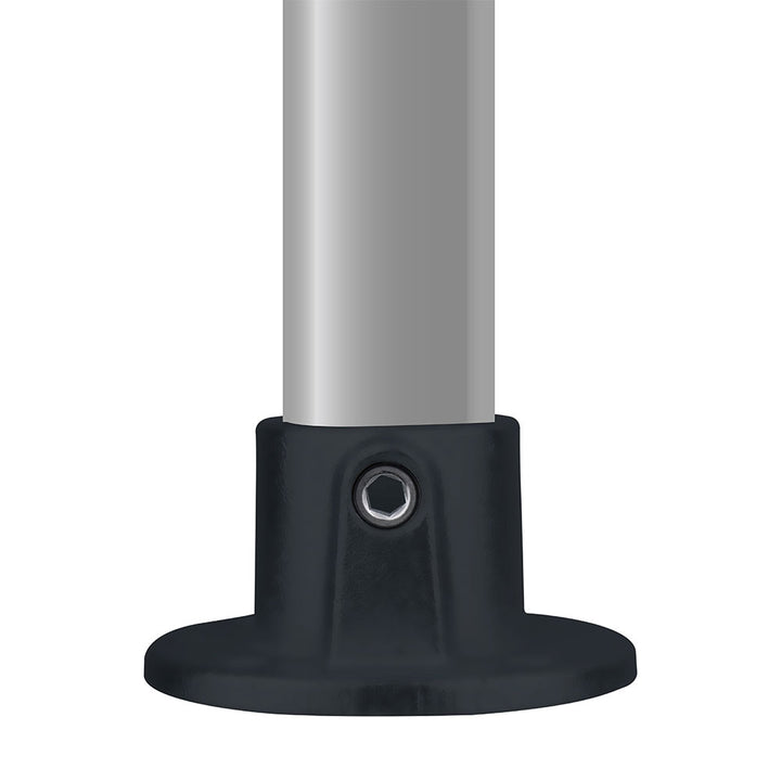 KPC-031B - Pipe Clamp Base Flange (Black) installed pipe clamp view
