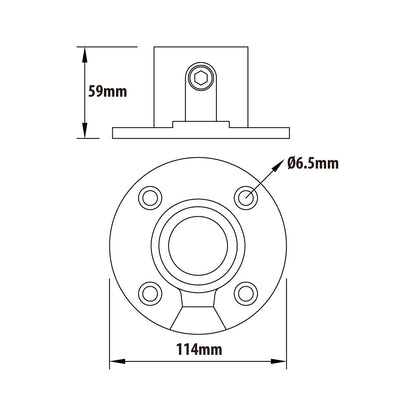 KPC-031 - Pipe Clamp Base Flange (Silver) dimension diagram