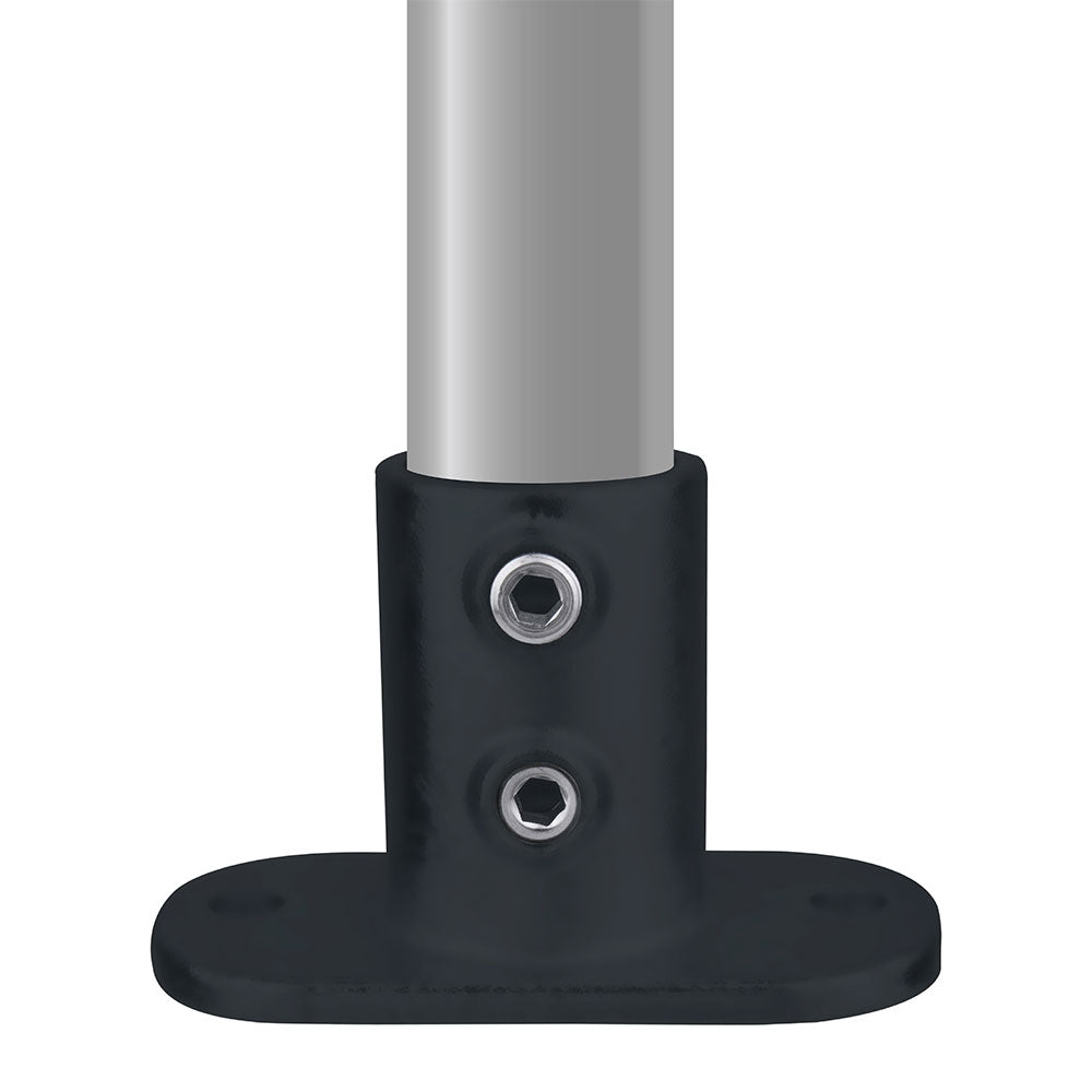 KPC-032B - Pipe Clamp Railing Base Flange (Black) installed pipe clamp view