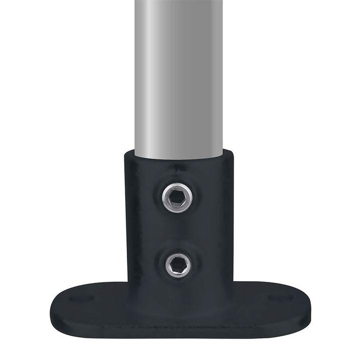 KPC-032B - Pipe Clamp Railing Base Flange (Black) installed pipe clamp view