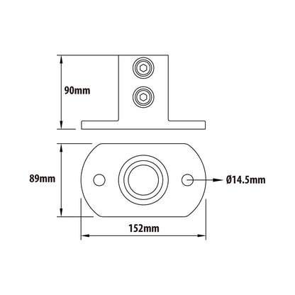 KPC-032B - Pipe Clamp Railing Base Flange (Black) dimension diagram
