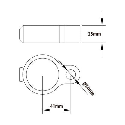 KPC-038 - Pipe Clamp Gate Eye (Silver) dimension diagram