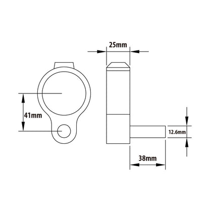 KPC-040 - Pipe Clamp Gate Hinge (Silver) dimension diagram