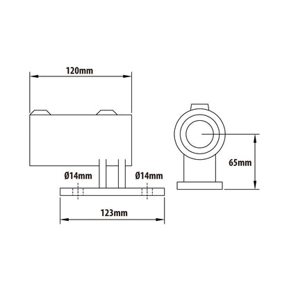KPC-044B - Pipe Clamp Railing Side (Black) dimension diagram