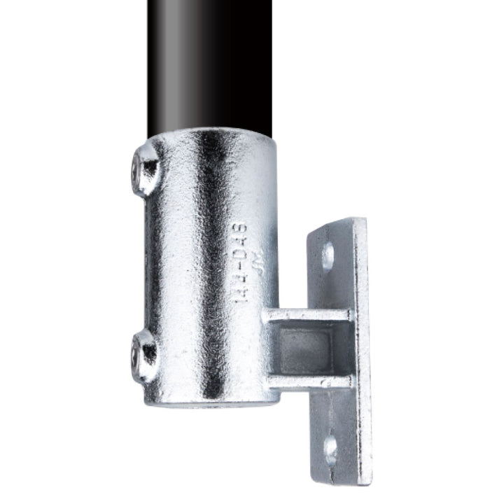KPC-044 - Pipe Clamp Railing Side (Silver) installed pipe clamp view
