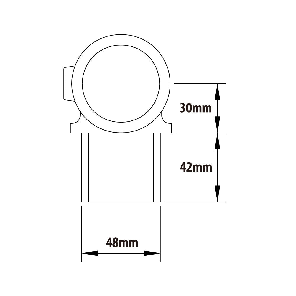 KPC-047 - Pipe Clamp Internal Swivel Tee (Silver) dimension diagram