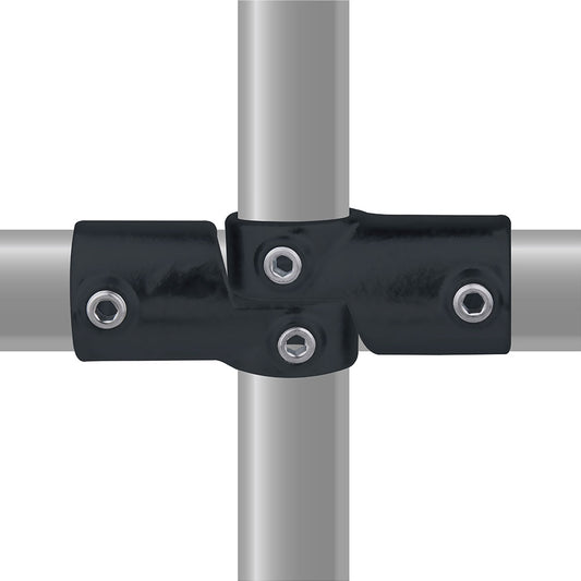 KPC-048B - Pipe Clamp Base Flange (alternate profile) (Black) installed pipe clamp view