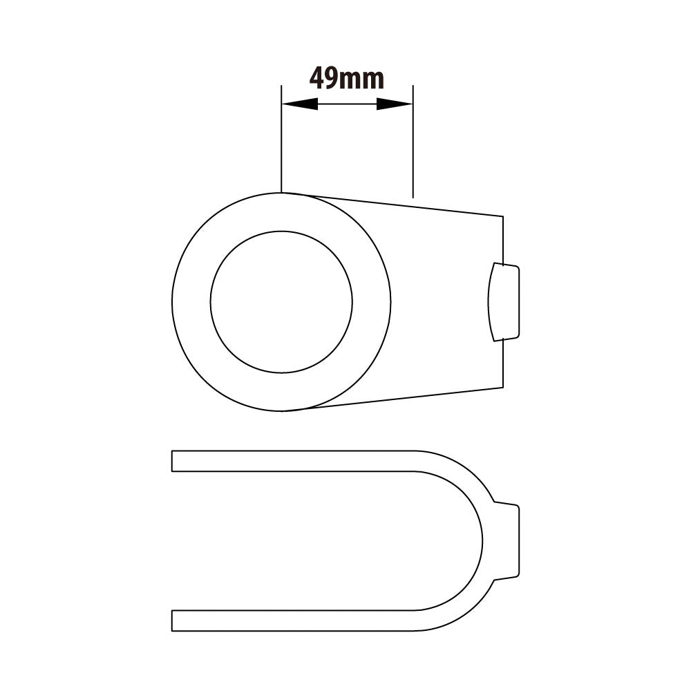 KPC-060B - Pipe Clamp Clamp-On Crossover (Black) dimension diagram