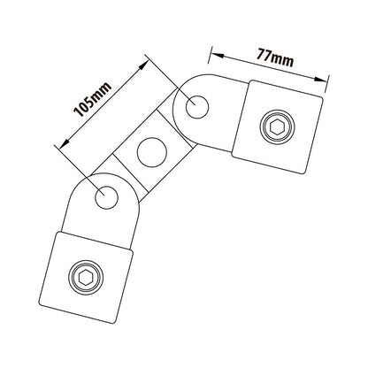 KPC-067 - Pipe Clamp Double Swivel Combination (Silver) dimension diagram