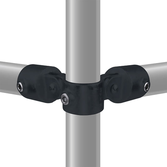 KPC-068B - Pipe Clamp 90? Corner Swivel (Black) installed pipe clamp view
