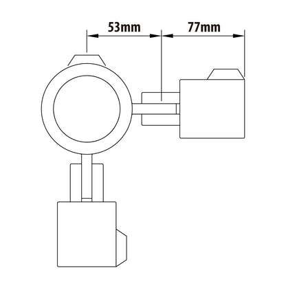 KPC-068B - Pipe Clamp 90? Corner Swivel (Black) dimension diagram