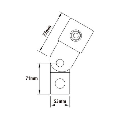 KPC-073B - Pipe Clamp Single Swivel Combination (Black) dimension diagram