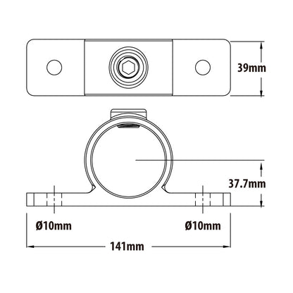 KPC-098B - Pipe Clamp Double Side Fixing Bracket (Black) dimension diagram