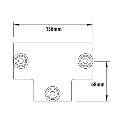 KPC-104 - Pipe Clamp Long Tee (Silver) dimension diagram