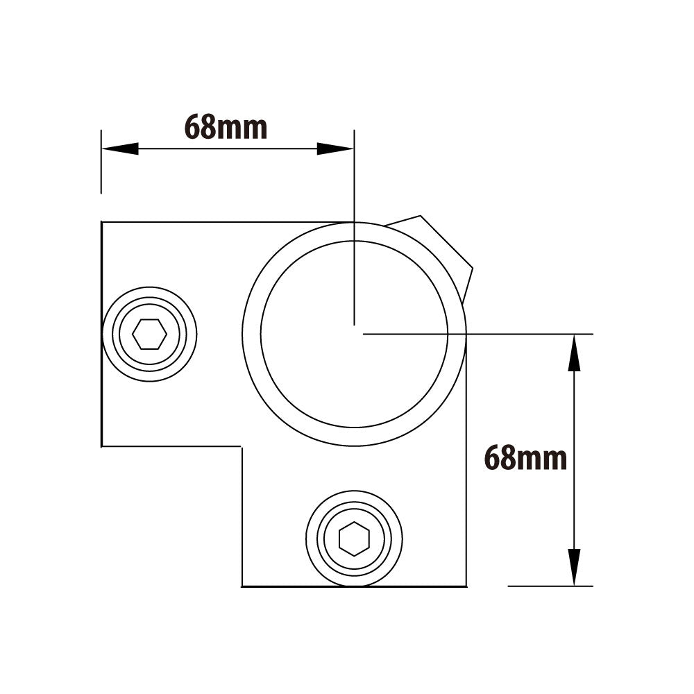 KPC-116 - Pipe Clamp Corner (Silver) dimension diagram